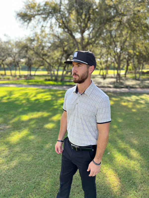 Oatmeal/Black Executive Polo