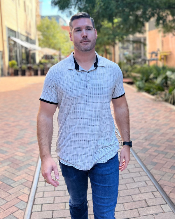 Oatmeal/Black Executive Polo