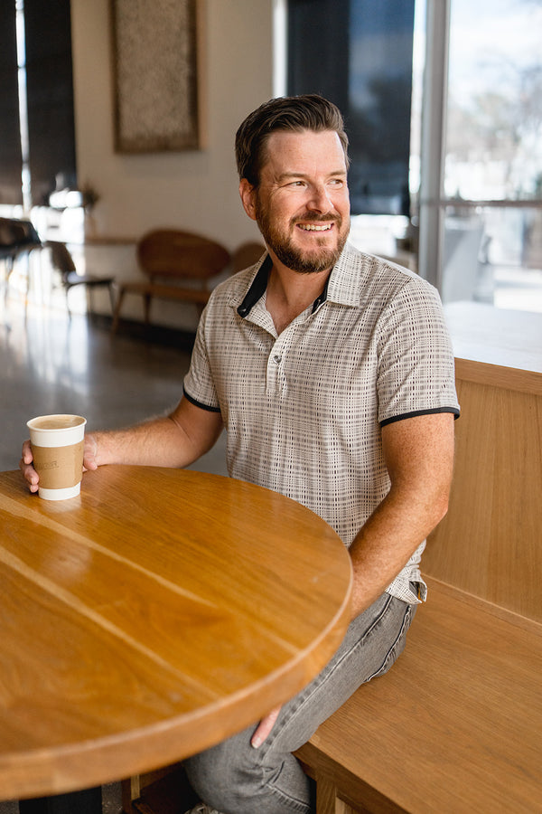 Oatmeal/Black Executive Polo